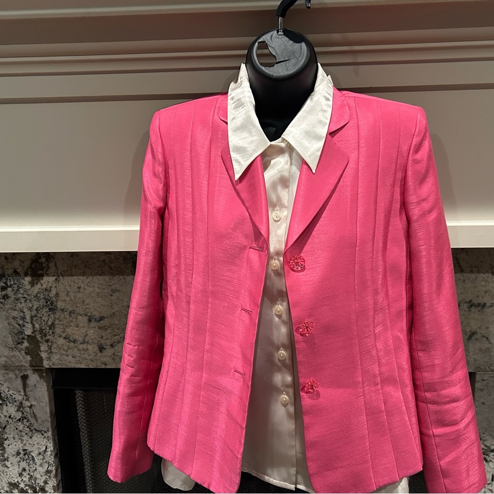 Vibrant Pink Women's Blazer and Skirt